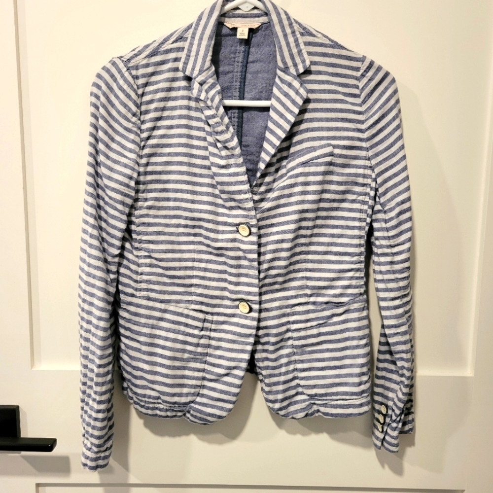 Gap Blue and White Striped Tailored Blazer
